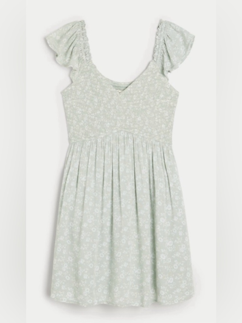 Hollister Smocked Flutter Sleeve Dress in Frosty Green Size L